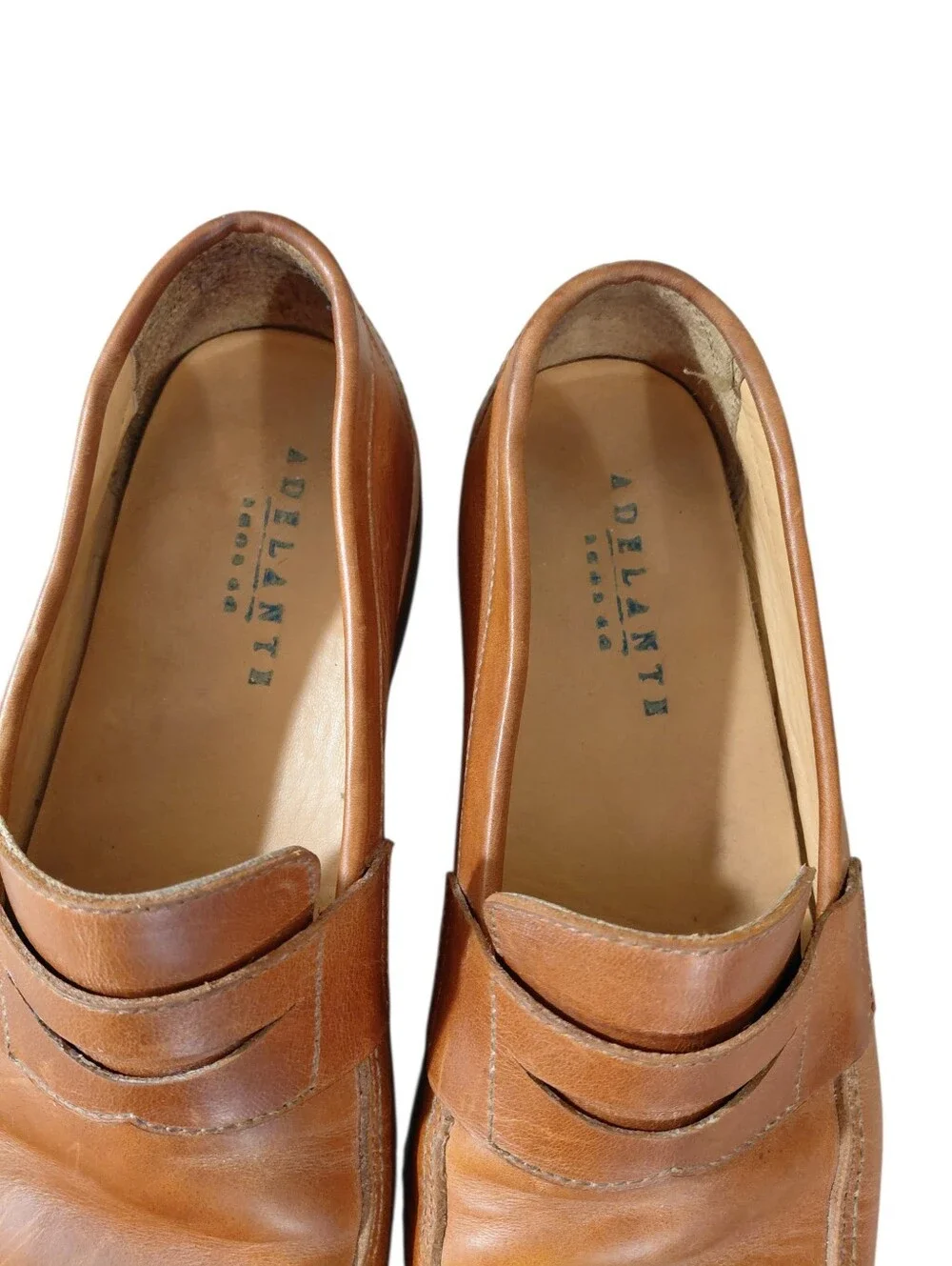 Adelante The Luca Chestnut Leather Penny Loafers Size 9.5 Classic Slip-On Shoes